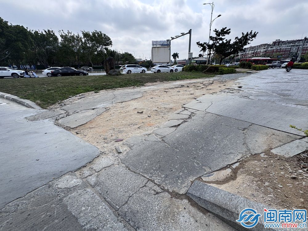 【民声有约】 泉州市区一安全岛路面破损严峻