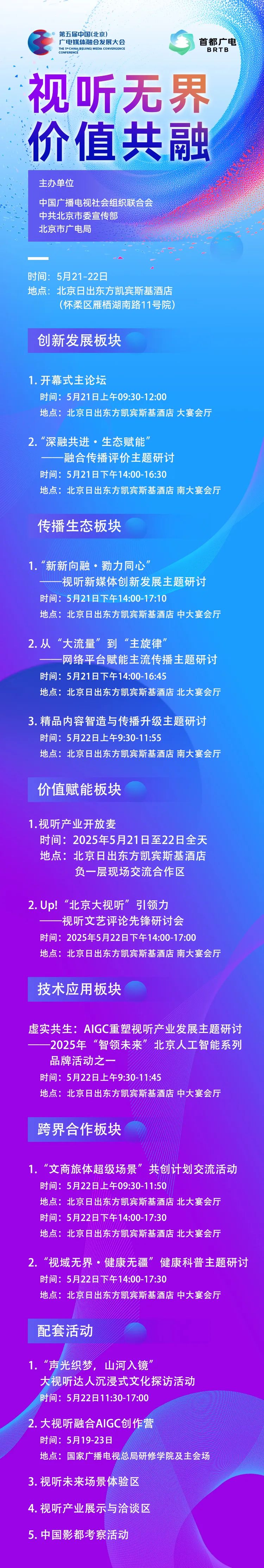 精彩日程抢先看！第五届我国（北京）广电媒体交融开展大会启幕在即
